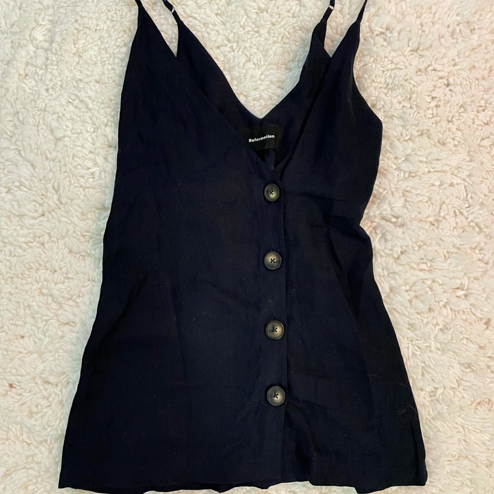Reformation Blue Linen Mini Dress